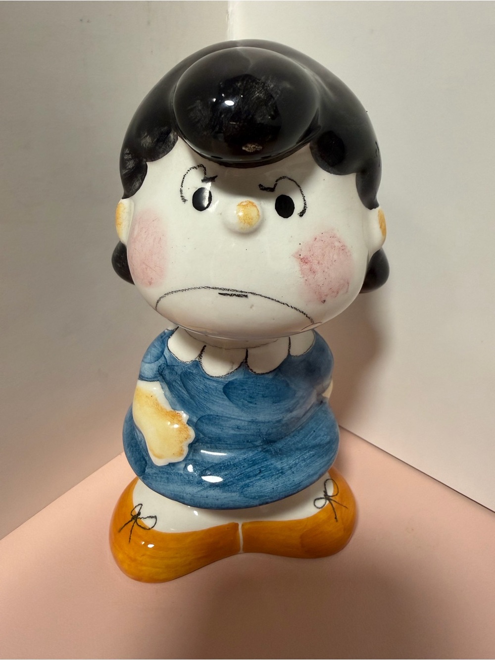 Vintage 1968 Peanuts Lucy Bank Ceramic Quadrifoglio Florence Italy Hand Painted